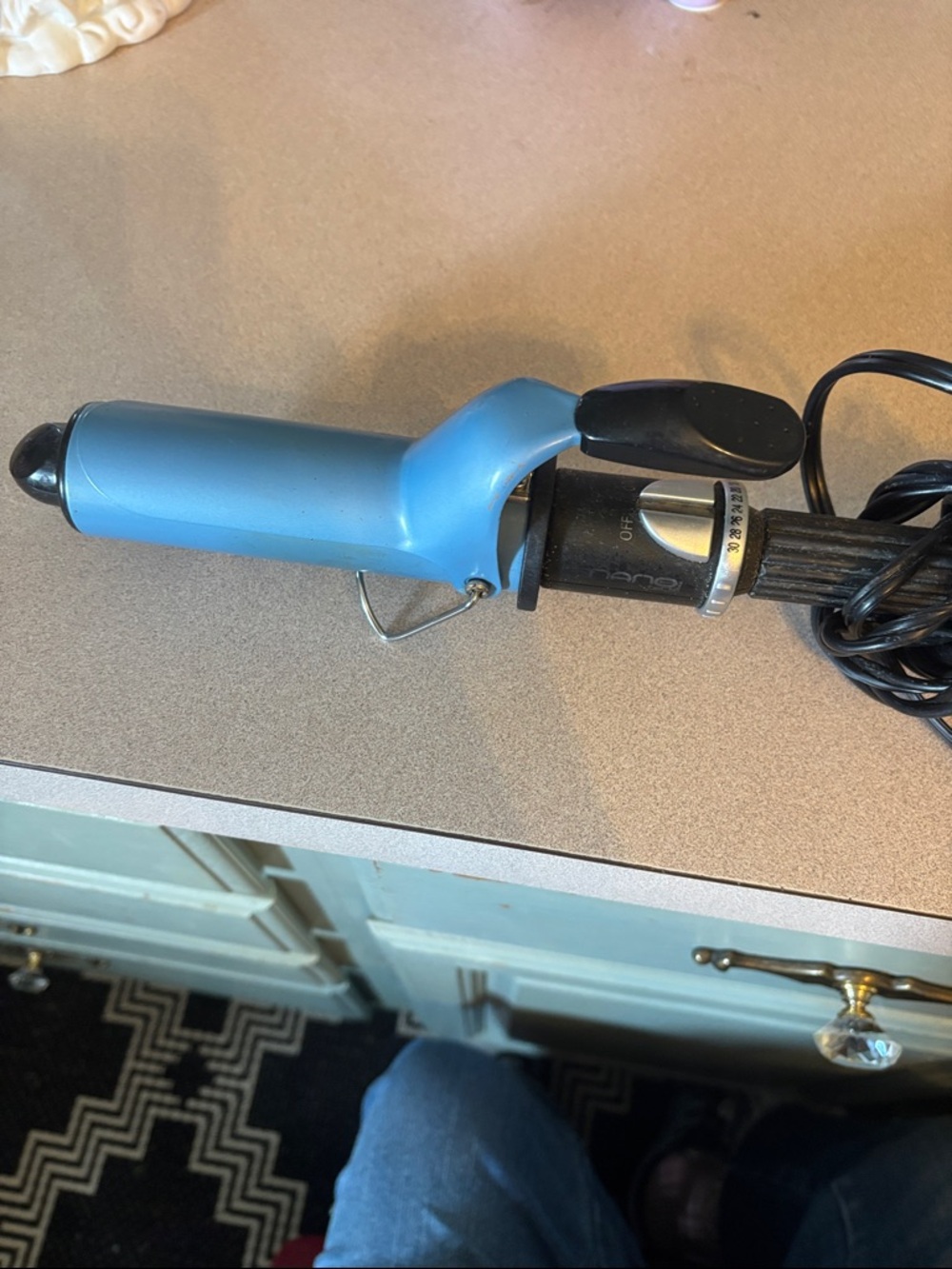 Blue Curling Iron with Clamp